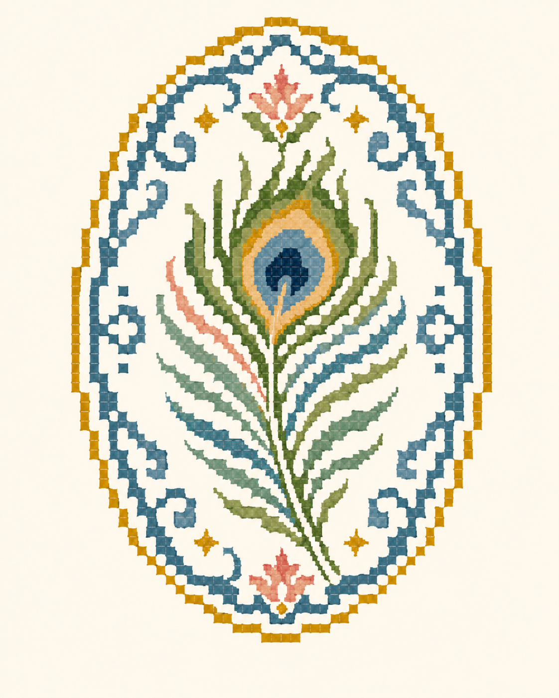 Peacock Feather Stitch Charm design